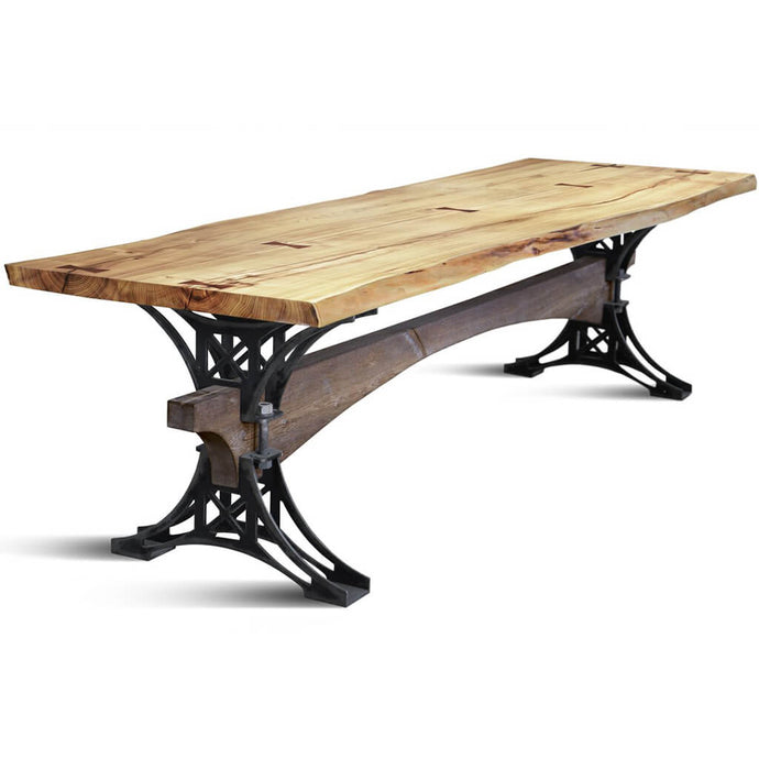 A-Stephenson | Live Edge Industrial Dining Table, Solid Oak Wood Top, Metal Legs, 10 Seater, SCANDI051