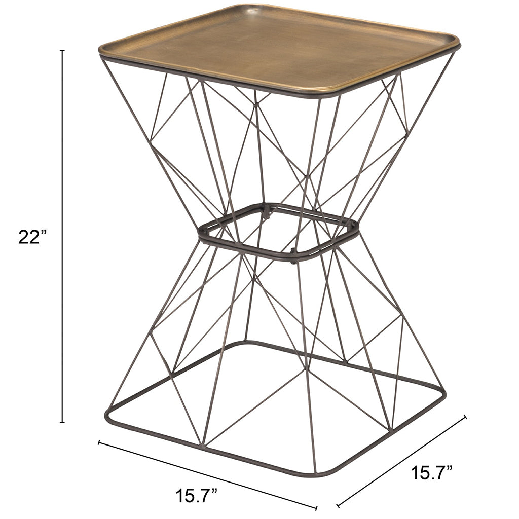 Timothy | 15.7" Gold and Black End Table, Stainless Steel, 394594