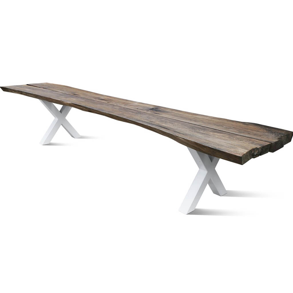 Ligram | Narrow Live Edge Dining Table, Solid Oak Wood, Metal Legs, 14 Seater, SCANDI062