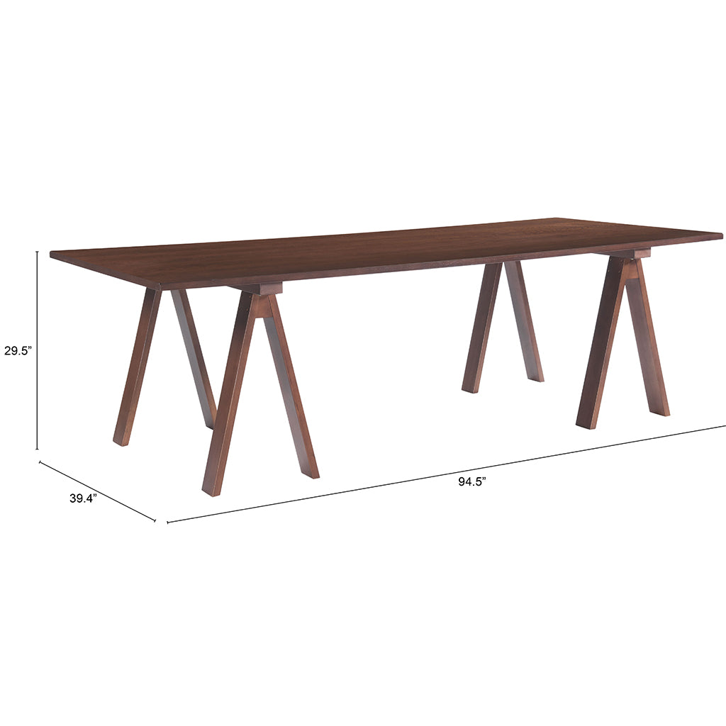 Amorium | Mid Century Modern Walnut Dining Table, Rectangular, 4512822830445 Brand: Homeroots, Size: 94.5inW x  39.4inD x  29.5inH, Weight: 105lb, Shape: Rectangular, Material: Walnut Wood, Seating Capacity: Seats 6-8 people, Color: Natural Walnut Wood Color