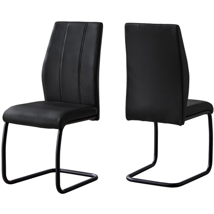 Set of 2 Dining Chairs, Black Faux Leather, Black Chrome Frame, 332628