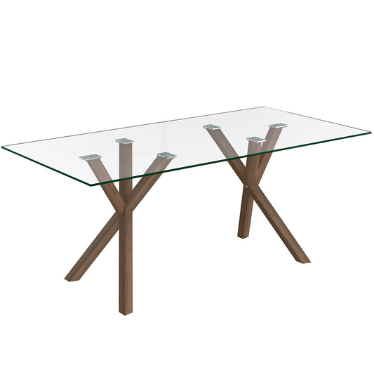 Stark | Glass Metal Modern Dining Table, 6 Seater, 201-535WAL