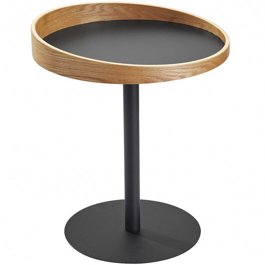 18" Black Round End Table, MDF Top, Metal Base, 372969