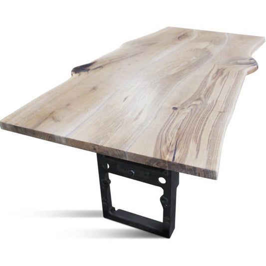 Maxima House Urban 180 Industrial Dining Table with live edge top and metal legs.