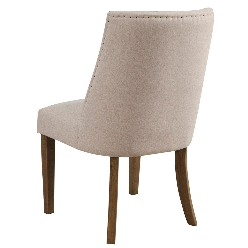 Kensington Dining Chair, Set of 2, Cream, Upholstered, Solid Pine and Plywood, 2668-02, Brand: Alpine Furniture, Size: 22inW x 18inD x 38.5inH, Seat height:  19in/ 48cm, Material: Solid Pine and Plywood, Color: Cream