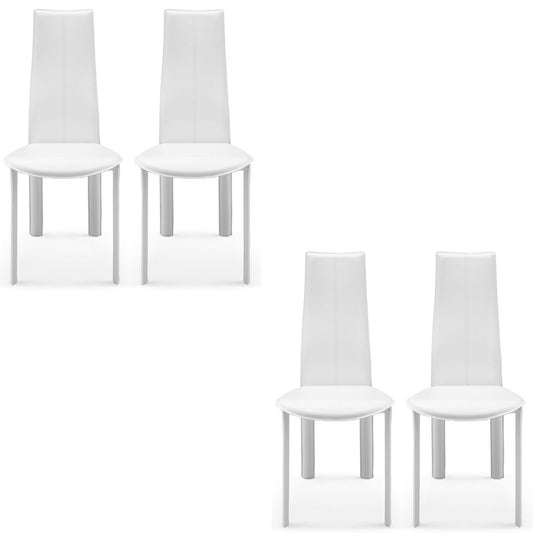 Allison | Dining Chair, Set of 4, White, Leather, Metal Legs, DC1004H-WHT Brand: Whiteline Modern Living Size: 18inW x 23inD x 41inH, Seat Height:  18in/ 46cm Weight: 73lb, Material: Leather, Color: White