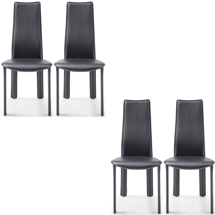 Allison Dining Chair, Set of 4, Black, Leather, Metal Legs, DC1004H-BLK Brand: Whiteline Modern Living, Size: 18inW x 23inD x 41inH Seat Height:  18in/ 46cm, Weight: 73lb, Material: Leather, Color: Black