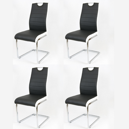 Faux leather dining chairs with chrome steel legs