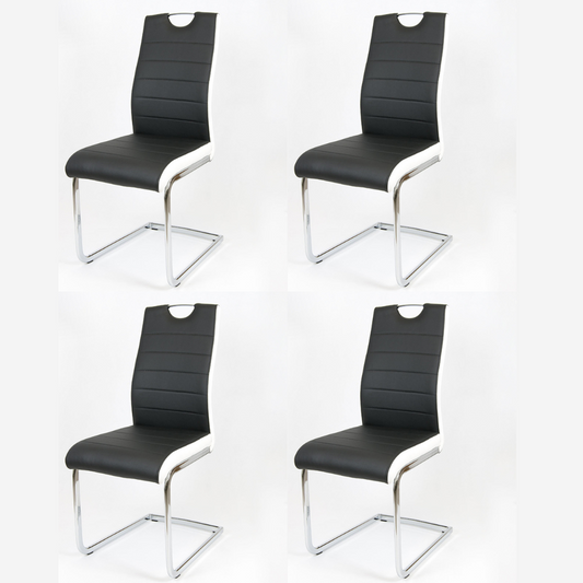 Faux leather dining chairs with chrome steel legs