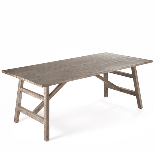 Gideon | Wood Rustic Dining Table, Rectangular, Oak Wood, ZEN109 Brand: Zentique, Size: 79.75inW x 41inD x 31inH Weight: 150lb, Seating Capacity: Seats 6-8 people, Color: Gray Oak Color